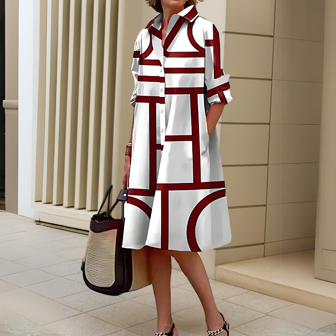 Hélène™ | Robe élégante à motif géométrique