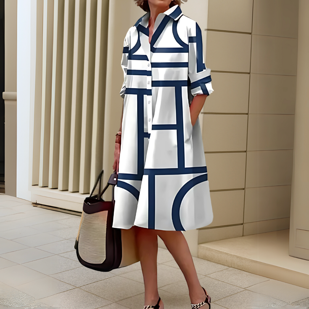 Hélène™ | Robe élégante à motif géométrique