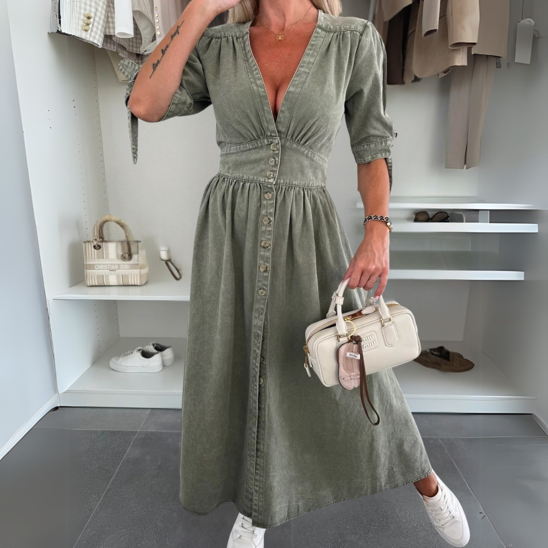 Annelot™ | Robe longue élégante avec boutons