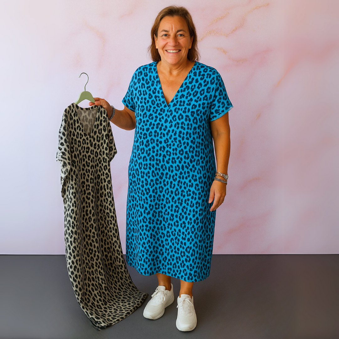 Sonja™ | Robe à imprimé léopard avec col en V