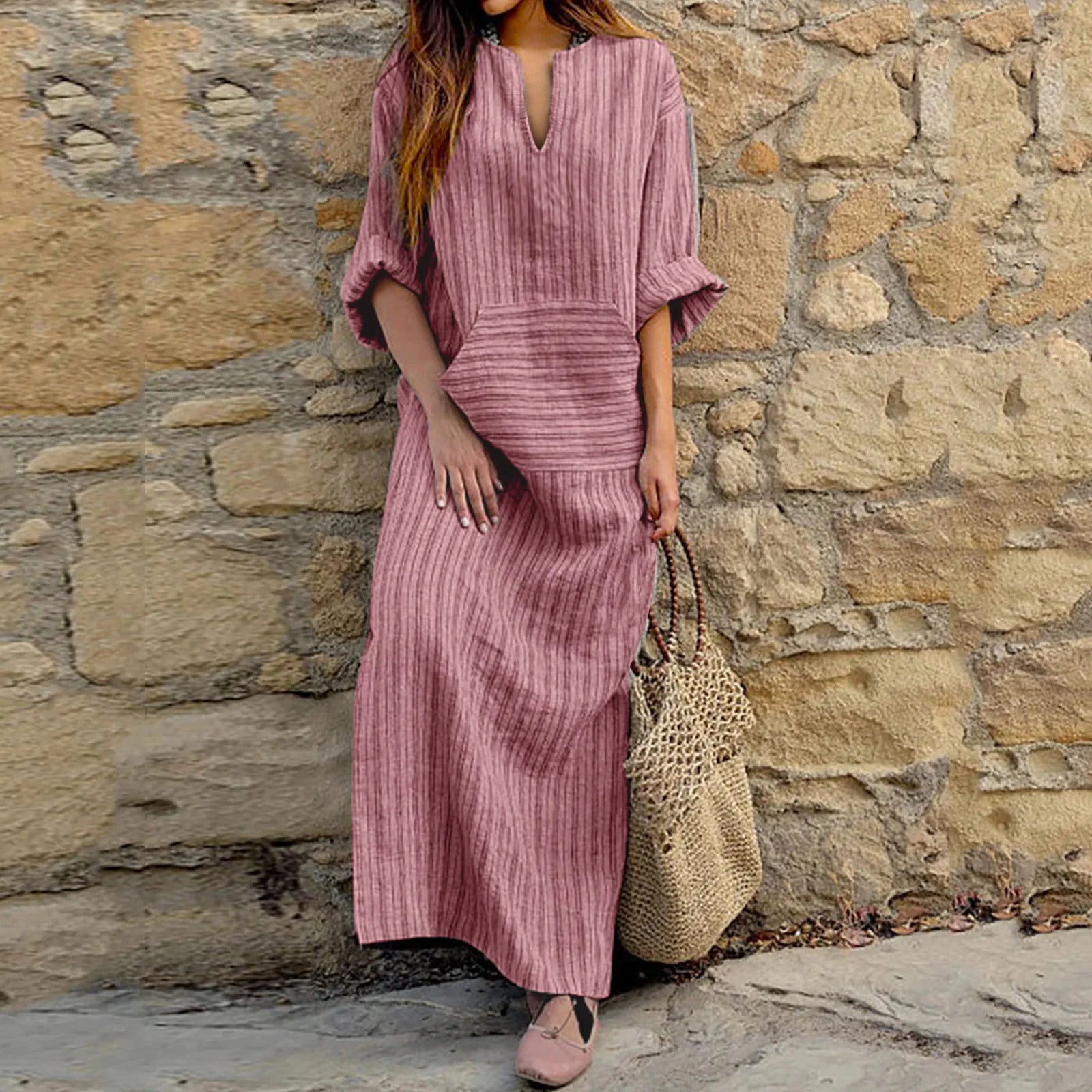 Ingeborg™ | Robe longue à rayures vintage 