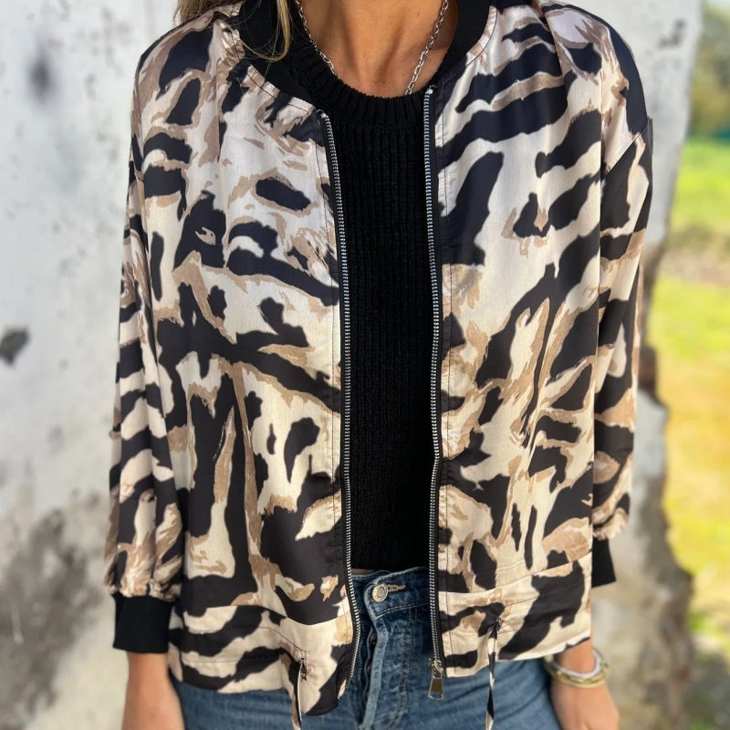Madelon™ | Veste de printemps avec fermeture éclair et motif zèbre