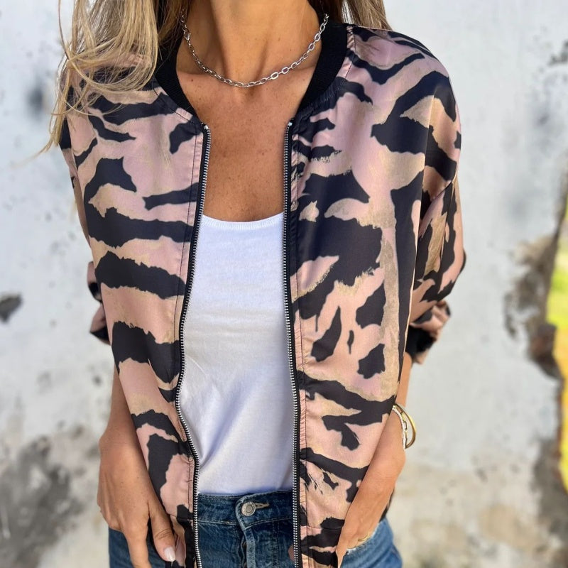 Madelon™ | Veste de printemps avec fermeture éclair et motif zèbre